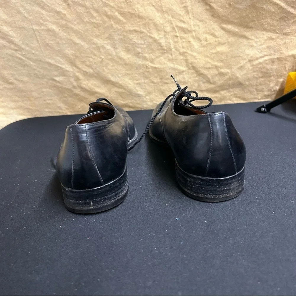 Salvatore Ferragamo Shoes Men 10.5 Black Cap-Toe Oxford Leather Vtg Professional